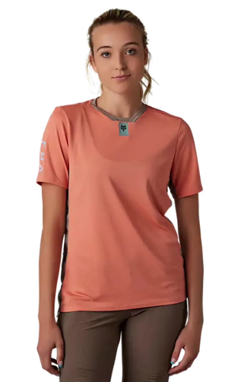 Fox Racing Women's Defend Short Sleeve Jersey in Salmon-1